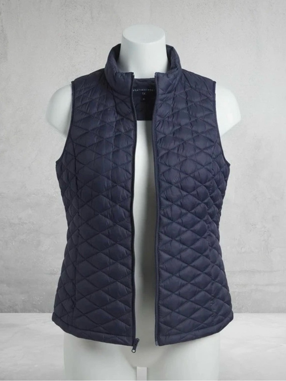 attention Quilted Navy Sleeveless Puffer Vest